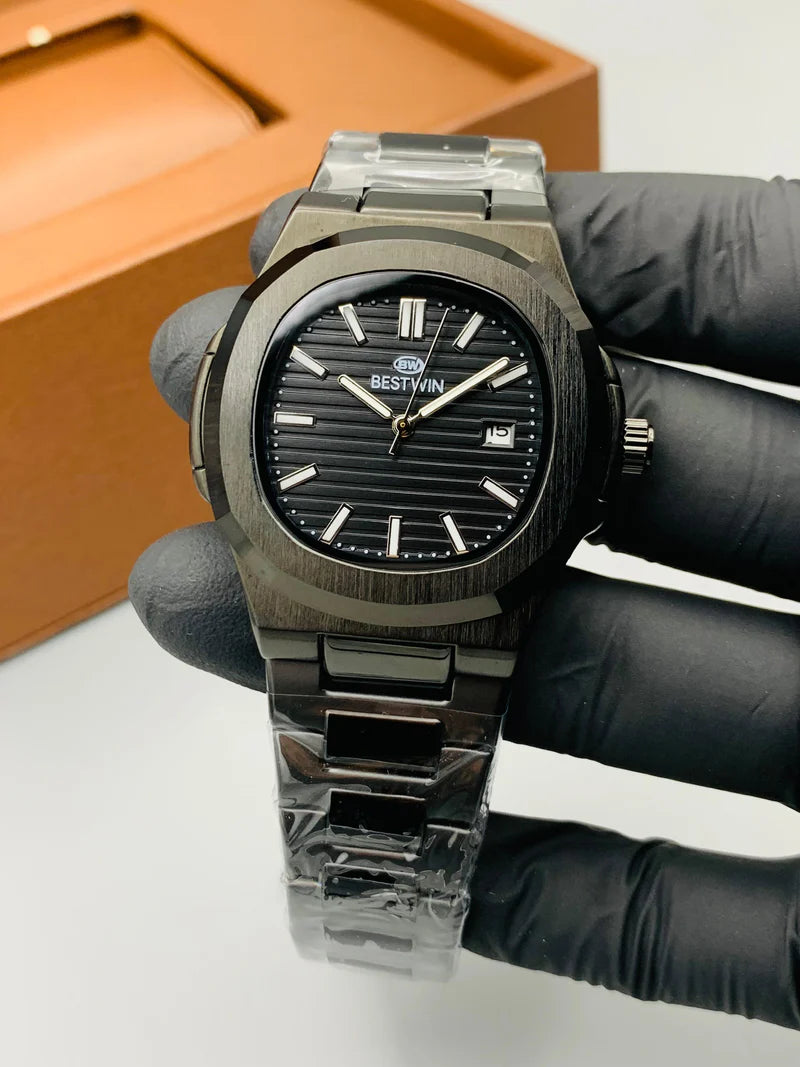 Best Win Premium Black Steel Luxury Stylish Watch