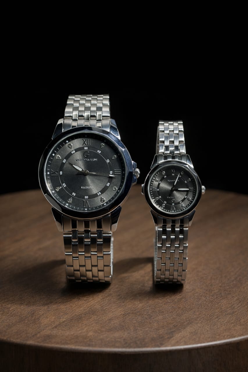 Couple Silver Stainlless Steel Watches