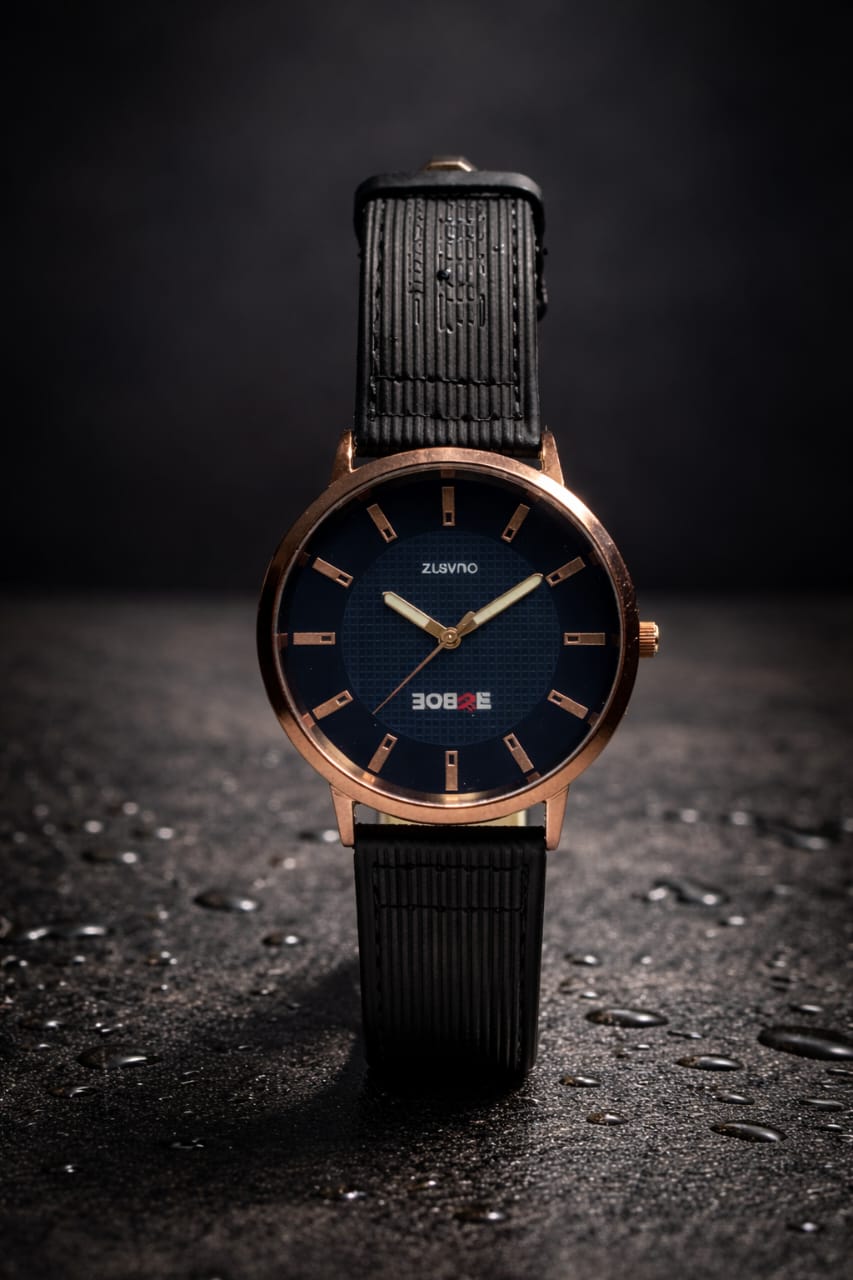 Black Rose Gold Quartz Watch