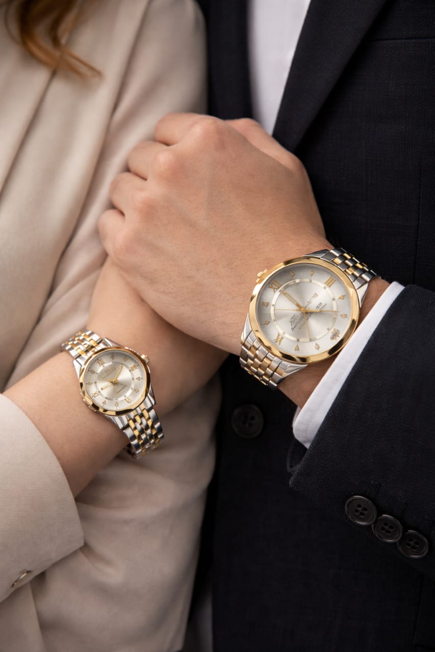 Couple Two-Tone Silver Gold Watches